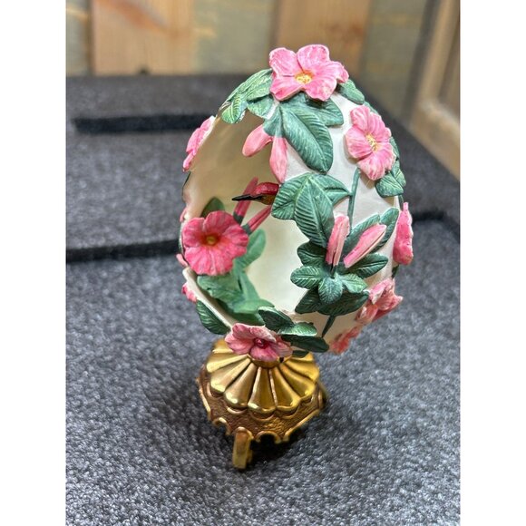 House Of Faberge Hummingbird Egg Jewels In The Garden Franklin Mint W/Gold Stand - Picture 3 of 11